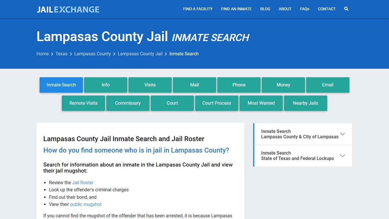 Lampasas County Jail Inmate Search - Jail Exchange